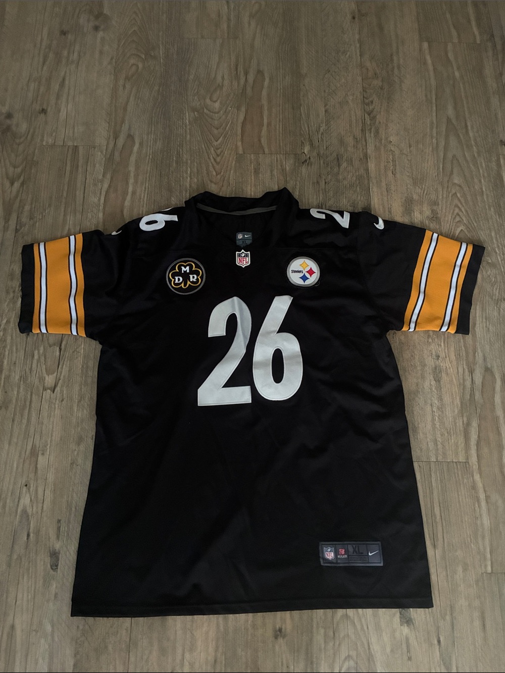 Nike Black & Gold #26 Steelers Football Jersey